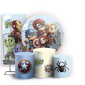 KIT Redondo Trio e Faixa - Herois Vingadores - Sublimado 3D