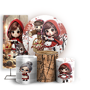 KIT Redondo Trio e Faixa - Chapeuzinho Vermelho - Sublimado 3D