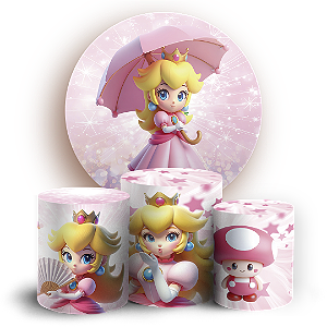 KIT Redondo e Trio - Princesa Peach Super Mario - Sublimado 3D
