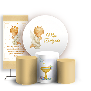 KIT Redondo Trio e Faixa - Anjo Batizado - Sublimado 3D