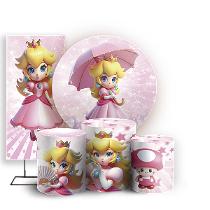 KIT Redondo Trio e Faixa - Princesa Peach Super Mario - Sublimado 3D