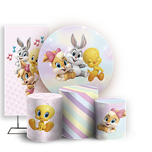 KIT Redondo Trio e Faixa - Looney Tunes - Sublimado 3D