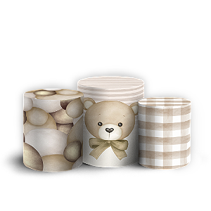 Trio Cilindro - Ursinho Bege - Sublimado 3D