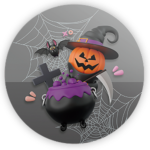 Painel Redondo - Dia das Bruxas Halloween - Sublimado 3D