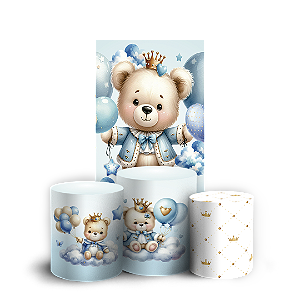 Faixa Lateral e Trio Cilindro Sublimado 3D Vest Facil - Ursinho Azul