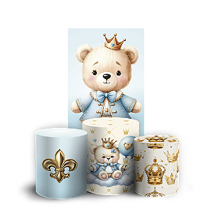 Faixa Lateral e Trio Cilindro Sublimado 3D Vest Facil - Ursinho Azul