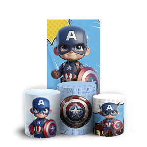 Faixa Lateral e Trio Cilindro Sublimado 3D Vest Facil - Capitão América