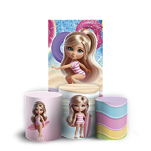 Faixa Lateral e Trio Cilindro Sublimado 3D Vest Facil - Barbie