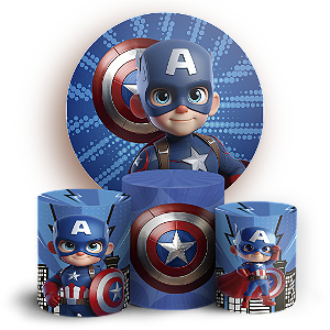 KIT Redondo e Trio - Capitão América - Sublimado 3D