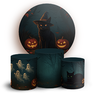 KIT Redondo e Trio - Dia Das Bruxas Halloween - Sublimado 3D