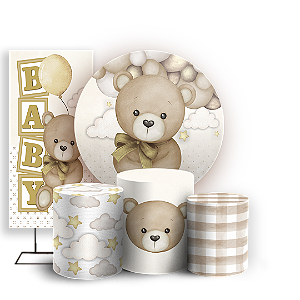 KIT Redondo Trio e Faixa - Ursinho Bege - Sublimado 3D