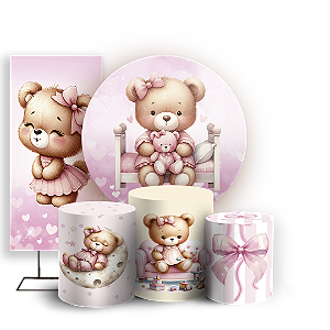 KIT Redondo Trio e Faixa - Ursinha - Sublimado 3D