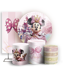 KIT Redondo Trio e Faixa - Minnie - Sublimado 3D