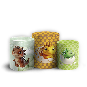 Trio Cilindro - Dinossauro Menino - Sublimado 3D
