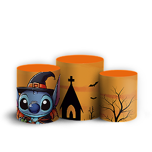 Trio Cilindro Sublimado 3D - Stitch Dia das Bruxas Halloween