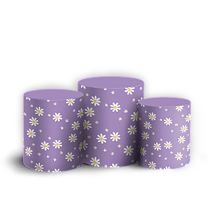 Trio Cilindro - Flor Margarida - Sublimado 3D