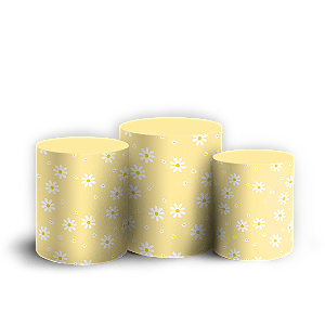 Trio Cilindro - Flor Margarida - Sublimado 3D