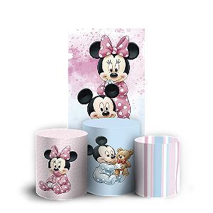 Faixa Lateral e Trio Cilindro Sublimado 3D Vest Facil - Mickey E Minnie Baby