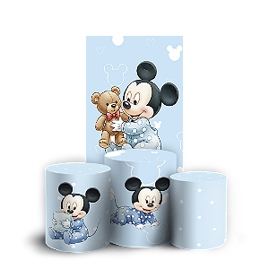 Faixa Lateral e Trio Cilindro Sublimado 3D Vest Facil - Mickey Baby Azul
