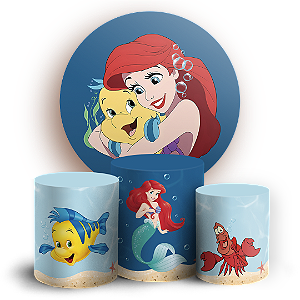 KIT Redondo e Trio - Princesa Ariel Pequena Sereia - Sublimado 3D