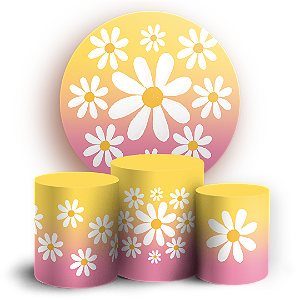 KIT Redondo e Trio - Flor Margarida - Sublimado 3D