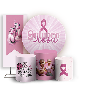 KIT Redondo Trio e Faixa - Outubro Rosa - Sublimado 3D