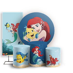KIT Redondo Trio e Faixa - Princesa Ariel Pequena Sereia - Sublimado 3D