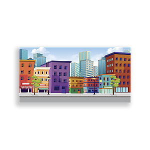 Painel Retangular Sublimado 3D - Fundo Cidade Herois - Vivi Mide