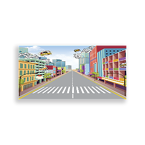 Painel Retangular Sublimado 3D - Fundo Cidade Herois - Vivi Mide