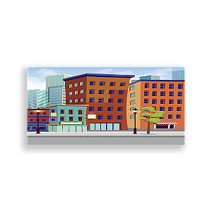 Painel Retangular Sublimado 3D - Fundo Cidade Herois - Vivi Mide