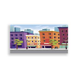Painel Retangular Sublimado 3D - Fundo Cidade Herois - Vivi Mide