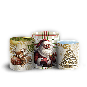Trio Cilindro Sublimado 3D - Natal