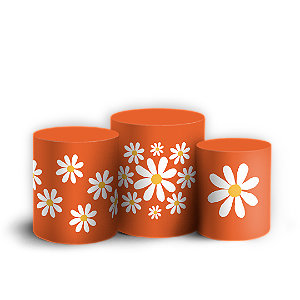 Trio Cilindro Sublimado 3D - Flor Margarida