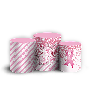 Trio Cilindro Sublimado 3D - Outubro Rosa