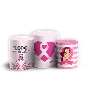 Trio Cilindro Sublimado 3D - Octubre Rosa ES