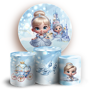 KIT Redondo e Trio Sublimado 3D - Princesa Cinderela