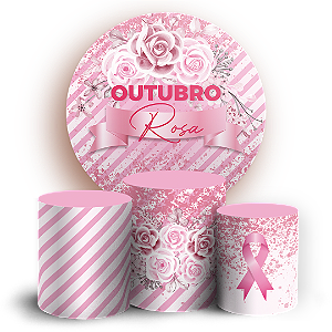 KIT Redondo e Trio Sublimado 3D - Outubro Rosa