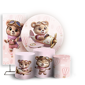 KIT Redondo Trio e Faixa Sublimado 3D - Ursinha