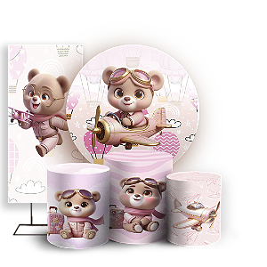 KIT Redondo Trio e Faixa Sublimado 3D - Ursinha