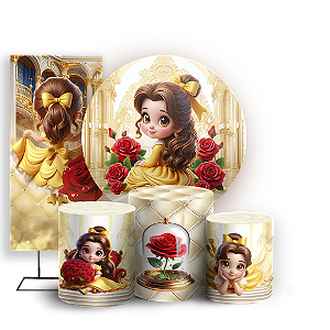 KIT Redondo Trio e Faixa Sublimado 3D - Princesa Bela