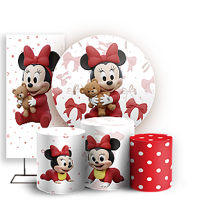 KIT Redondo Trio e Faixa Sublimado 3D - Minnie