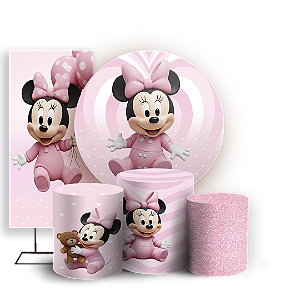 KIT Redondo Trio e Faixa Sublimado 3D - Minnie