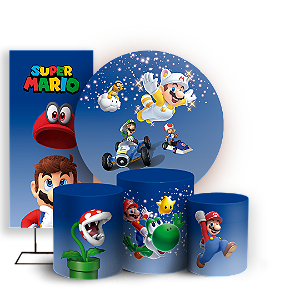 KIT Redondo Trio e Faixa Sublimado 3D - Super Mario