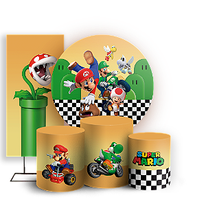 KIT Redondo Trio e Faixa Sublimado 3D - Super Mario