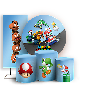 KIT Redondo Trio e Faixa Sublimado 3D - Super Mario