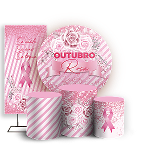 KIT Redondo Trio e Faixa Sublimado 3D - Outubro Rosa