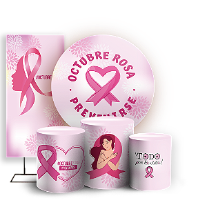 KIT Redondo Trio e Faixa Sublimado 3D - Octubre Rosa ES