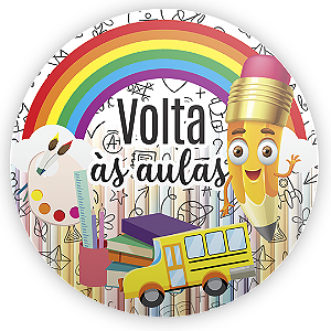 Painel Redondo Sublimado 3D - Volta as Aulas