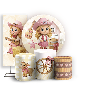 KIT Redondo Trio e Faixa Sublimado 3D - Fazendinha