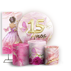 KIT Redondo Trio e Faixa Sublimado 3D - 15 Anos